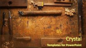  Presentation with wood tools - Slides having hand tools wood drill jig background and a  colored foreground