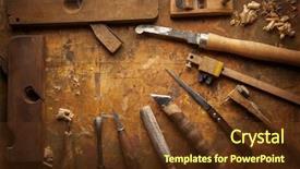  Presentation with wood tools - PPT layouts having hand tools wood drill jig background and a  colored foreground