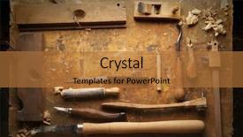  Presentation with wood tools - Slides having hand tools wood drill jig background and a  colored foreground