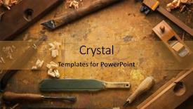  Presentation with wood tools - Colorful PPT theme enhanced with hand tools wood drill jig backdrop and a  colored foreground