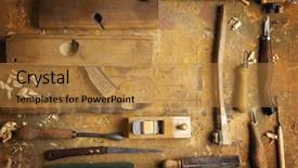  Presentation with wood tools - PPT theme with hand tools wood drill jig background and a  colored foreground