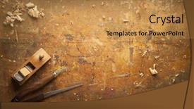  Presentation with chisel - Presentation design having hand tools wood drill jig background and a gold colored foreground