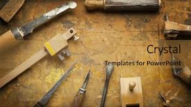  Presentation with wood tools - Audience pleasing theme consisting of hand tools wood drill jig backdrop and a  colored foreground