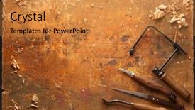  Presentation with wood tools - Beautiful theme featuring hand tools wood drill jig backdrop and a gold colored foreground