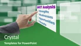  Presentation with touch screen technology - Presentation theme consisting of hand touch business swot analysis background and a forest green colored foreground