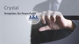  Presentation with virtual hand - Amazing theme having hand touch virtual icon of social network backdrop and a light gray colored foreground