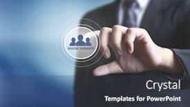  Presentation with virtual hand - Cool new presentation with hand touch virtual icon of social network backdrop and a tawny brown colored foreground