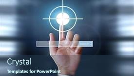  Presentation with virtual hand - Slides with hand touch virtual icon of social network background and a ocean colored foreground