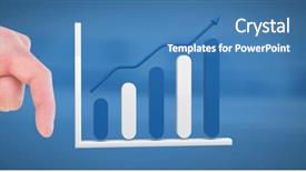  Presentation with digital statistics - Presentation theme with hand touching 3d bar chart background and a  colored foreground