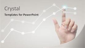  Presentation with financial analysis - Slide deck featuring hand touching a graphs of financial indicator and accounting market economy analysis chart background and a light gray colored foreground