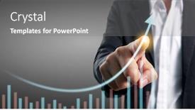  Presentation with financial market - PPT layouts featuring hand-touching-a-graphs background and a gray colored foreground