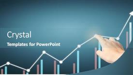  Presentation with financial analysis - Beautiful slide set featuring hand-touching-a-graphs backdrop and a teal colored foreground