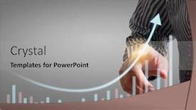  Presentation with financial market - Theme enhanced with hand-touching-a-graphs background and a light gray colored foreground