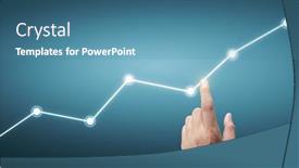  Presentation with financial analysis - Theme featuring hand-touching-a-graphs background and a teal colored foreground