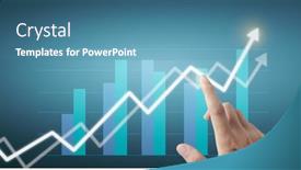  Presentation with financial market - Cool new PPT theme with hand-touching-a-graphs backdrop and a teal colored foreground