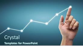  Presentation with financial analysis - Theme featuring hand-touching-a-graphs background and a ocean colored foreground