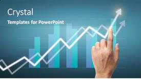  Presentation with financial market - Beautiful PPT theme featuring hand-touching-a-graphs backdrop and a teal colored foreground