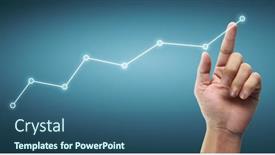  Presentation with financial market - PPT layouts enhanced with hand-touching-a-graphs background and a ocean colored foreground
