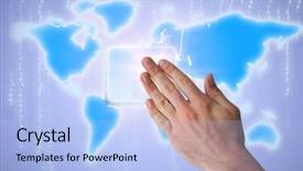  Presentation with purple - Audience pleasing presentation design consisting of hand touching against purple background backdrop and a  colored foreground