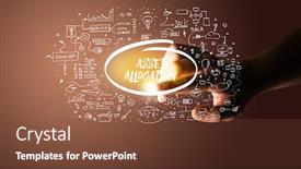  Presentation with business plan - Beautiful theme featuring hand-touching-asset-allocation-inscription backdrop and a tawny brown colored foreground
