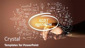  Presentation with business plan - Slides with hand-touching-asset-allocation-inscription background and a tawny brown colored foreground