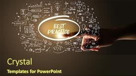  Presentation with best practice - Presentation featuring hand-touching-best-practice-inscription background and a tawny brown colored foreground