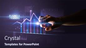  Presentation with business training - Slide set featuring hand-touching-business-training-button background and a wine colored foreground