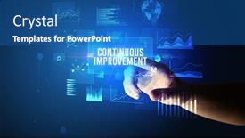  Presentation with continuous - PPT theme consisting of hand-touching-continuous-improvement-inscription background and a ocean colored foreground