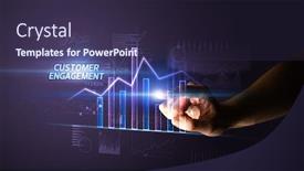  Presentation with engagement - PPT theme featuring hand-touching-customer-engagement-button background and a tawny brown colored foreground