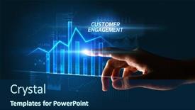  Presentation with engagement - Slides with hand-touching-customer-engagement-button background and a ocean colored foreground