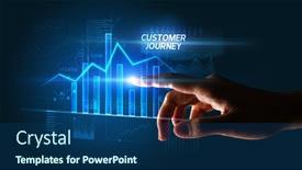  Presentation with customer journey - Presentation theme having hand-touching-customer-journey-button background and a ocean colored foreground