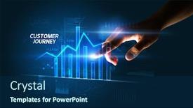  Presentation with customer journey - PPT layouts having hand-touching-customer-journey-button background and a ocean colored foreground