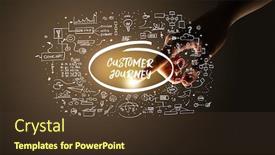  Presentation with customer journey - Amazing slides having hand-touching-customer-journey-inscription backdrop and a tawny brown colored foreground
