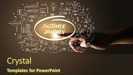  Presentation with customer journey - Slide deck featuring hand-touching-customer-journey-inscription background and a tawny brown colored foreground