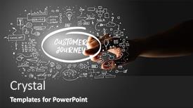  Presentation with customer journey - Slides consisting of hand-touching-customer-journey-inscription background and a dark gray colored foreground