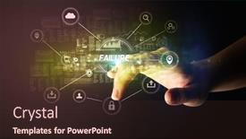  Presentation with cybersecurity - PPT theme enhanced with hand-touching-cybersecurity-button-concept background and a wine colored foreground