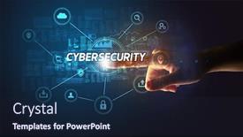  Presentation with cybersecurity - PPT layouts enhanced with hand-touching-cybersecurity-inscription-cybersecurity background and a navy blue colored foreground