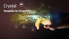  Presentation with cybersecurity - Amazing presentation design having hand-touching-data-leak-inscription backdrop and a tawny brown colored foreground