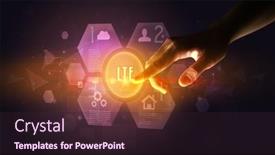  Presentation with digital - PPT layouts having hand-touching-digital-button-concept background and a wine colored foreground