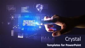  Presentation with digital - Amazing theme having hand-touching-digital-button-modern backdrop and a navy blue colored foreground