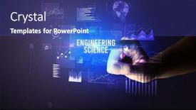  Presentation with digital - PPT layouts with hand-touching-digital-button-modern background and a ocean colored foreground