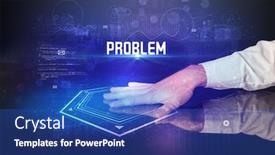  Presentation with digital - Amazing slide set having hand-touching-digital-table backdrop and a ocean colored foreground