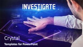  Presentation with investigate - PPT layouts having hand-touching-digital-table background and a navy blue colored foreground