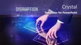  Presentation with disruption - Beautiful slide set featuring hand-touching-digital-table backdrop and a violet colored foreground