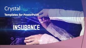  Presentation with insurance - Audience pleasing PPT layouts consisting of hand-touching-digital-table backdrop and a ocean colored foreground