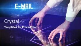  Presentation with mail - Presentation design consisting of hand-touching-digital-table background and a navy blue colored foreground