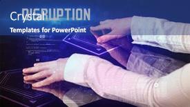  Presentation with disruption - Beautiful slides featuring hand-touching-digital-table backdrop and a ocean colored foreground