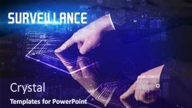  Presentation with surveillance - Slide deck featuring hand-touching-digital-table background and a navy blue colored foreground