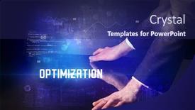  Presentation with hand touching finger digital - PPT layouts enhanced with hand-touching-digital-table background and a navy blue colored foreground