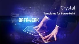  Presentation with data security - Amazing presentation theme having hand-touching-digital-table backdrop and a navy blue colored foreground